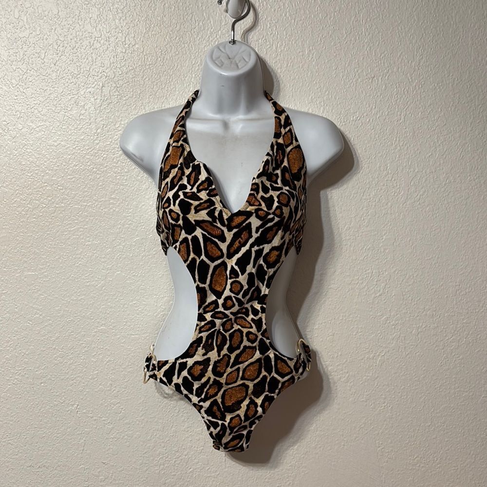 Red Carter Leopard Monokini Size Large